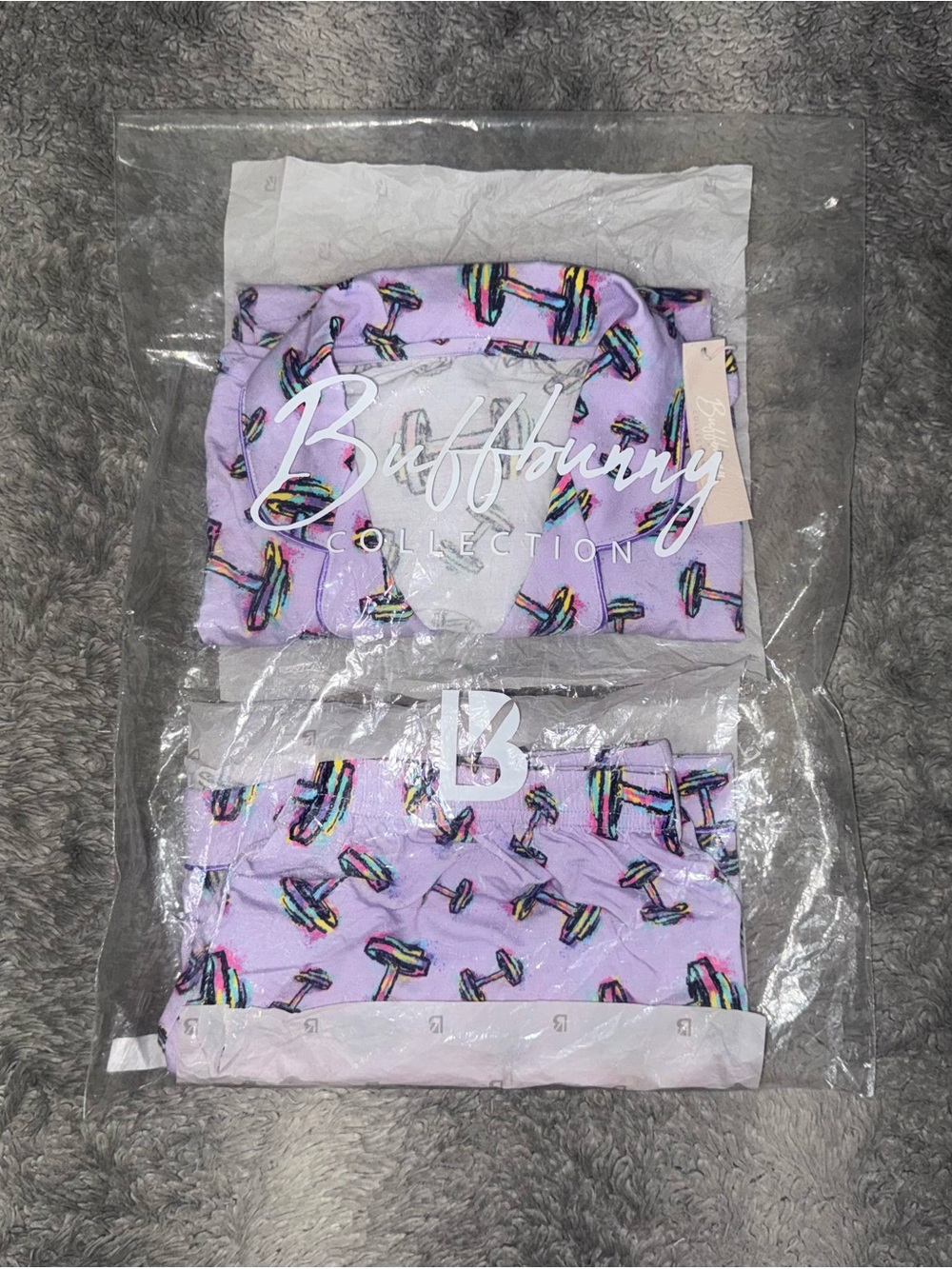 BUFFBUNNY PAJAMA SHORTS SET IN DUMBBELL PRINT - Picture 4 of 7